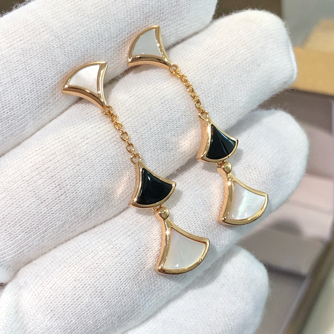 [Raffine]DREAM EARRINGS 3 MOTIFS ONYX MOP PINK GOLD