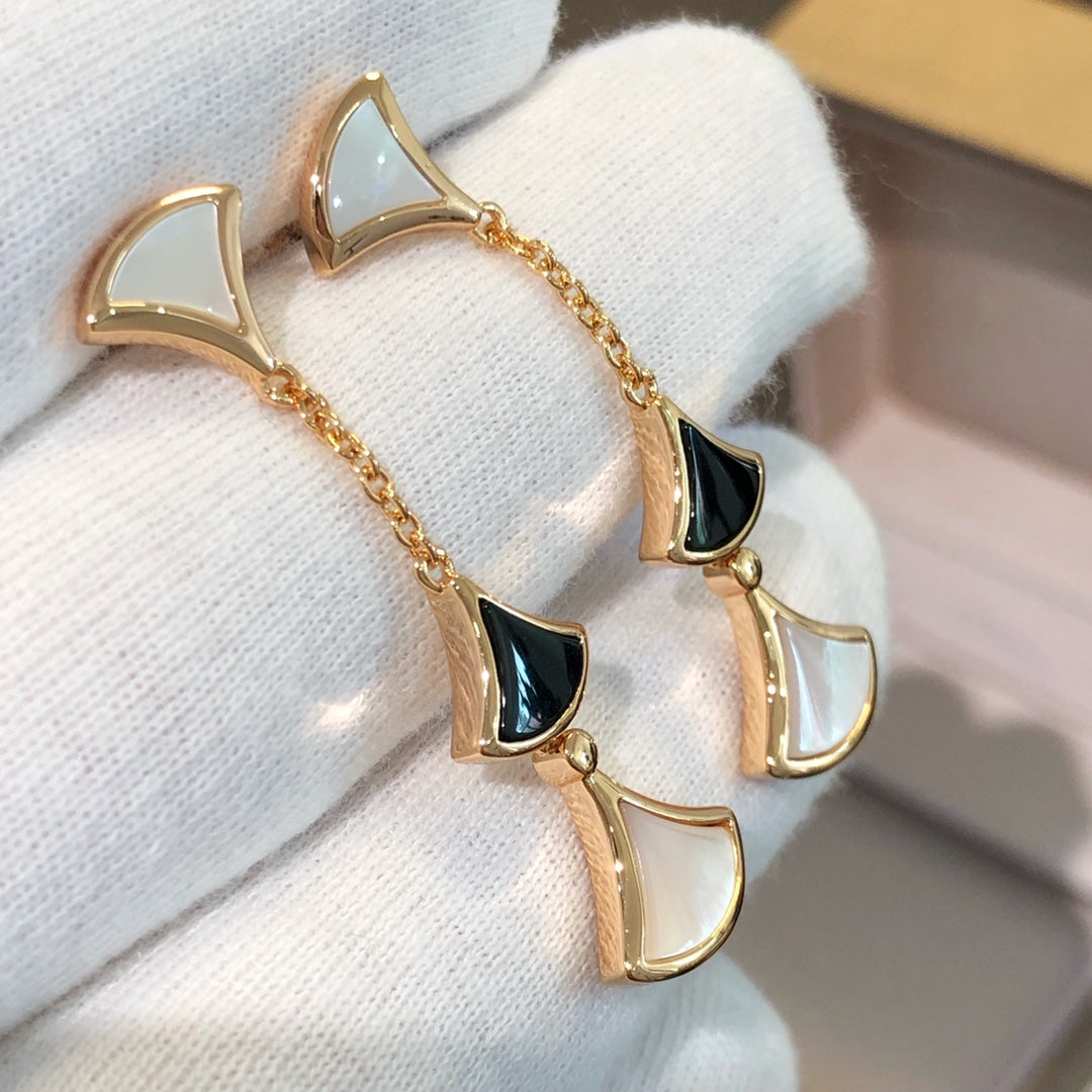 [Raffine]DREAM EARRINGS 3 MOTIFS ONYX MOP PINK GOLD