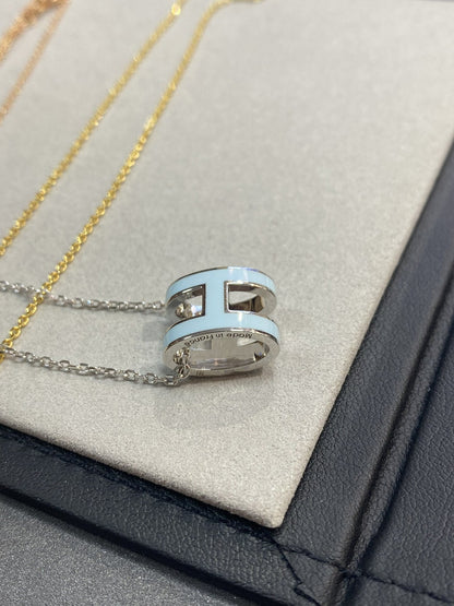 [Raffine]POP H LIGHT BLUE NECKLACE
