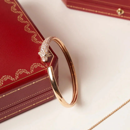 [Raffine]PANTHERE HALF DIAMOND OPEN BRACELET