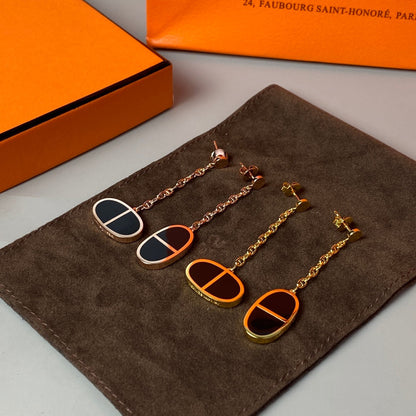 [Raffine]CHAINE VERSO BLACK CERAMIC EARRINGS