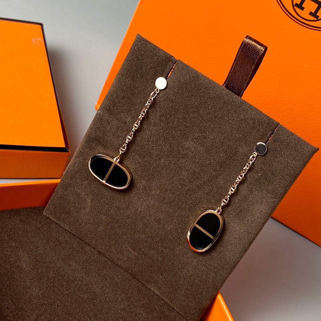 [Raffine]CHAINE VERSO BLACK CERAMIC EARRINGS