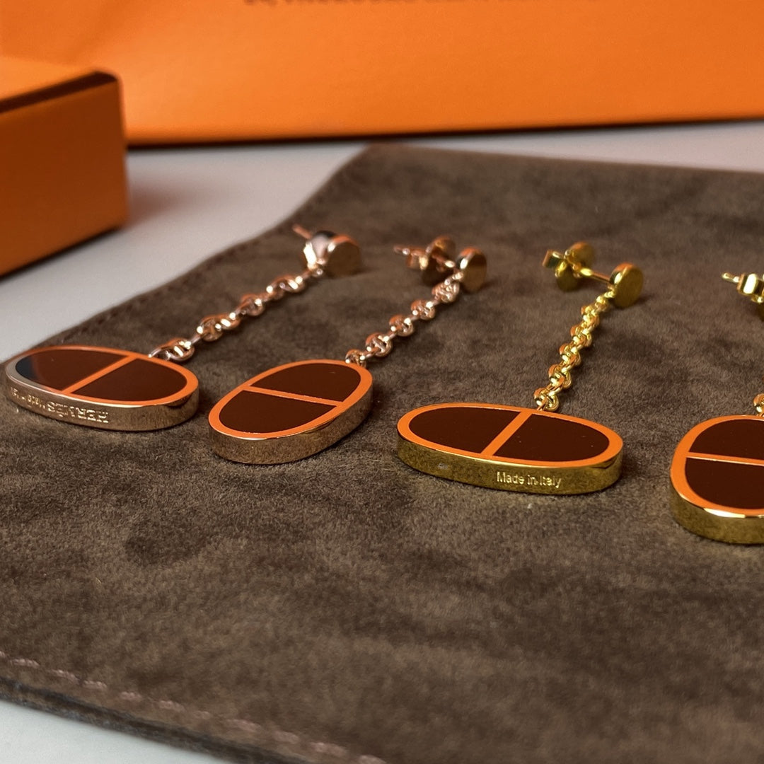 [Raffine]CHAINE VERSO BLACK CERAMIC EARRINGS
