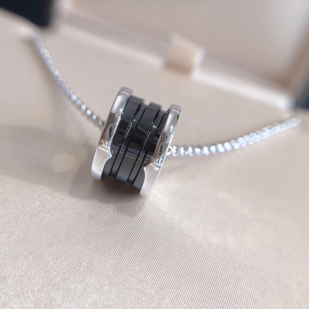 [Raffine]ZERO 1 BLACK CERAMIC SILVER NECKLACE