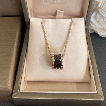 [Raffine]ZERO 1 BLACK CERAMIC PINK GOLD NECKLACE