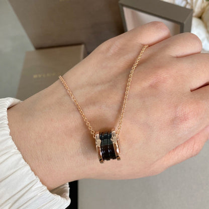 [Raffine]ZERO 1 BLACK CERAMIC PINK GOLD NECKLACE