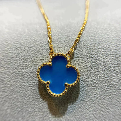 [Raffine] COLLAR DE ÁGATA AZUL TRÉBOL DE 15 MM