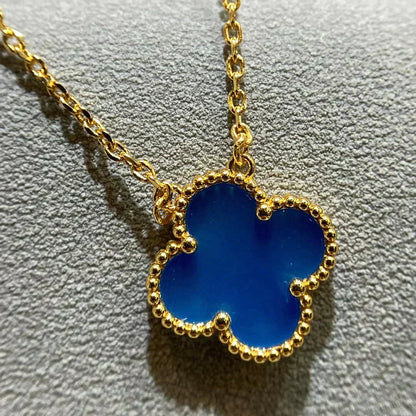 [Raffine] COLLAR DE ÁGATA AZUL TRÉBOL DE 15 MM
