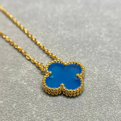 [Raffine] COLLAR DE ÁGATA AZUL TRÉBOL DE 15 MM