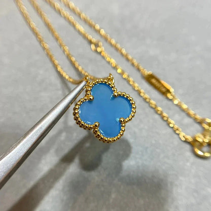 [Raffine] COLLAR DE ÁGATA AZUL TRÉBOL DE 15 MM