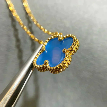 [Raffine] COLLAR DE ÁGATA AZUL TRÉBOL DE 15 MM