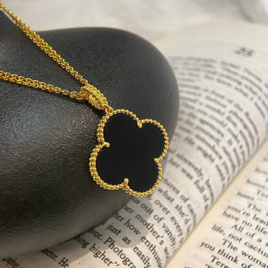[Raffine] COLLAR TRÉBOL 25MM ORO ÓNIX