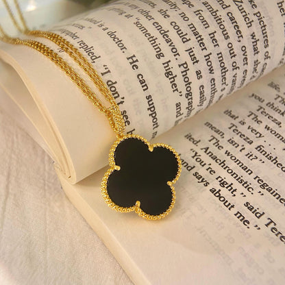 [Raffine] COLLAR TRÉBOL 25MM ORO ÓNIX