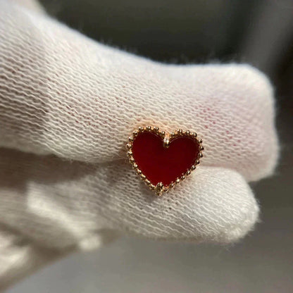 [Raffine]HEART CARNELIAN STUD EARRINGS