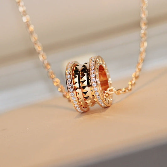[Raffine]ZERO 1 ROCK PEDANT PINK GOLD NECKLACE