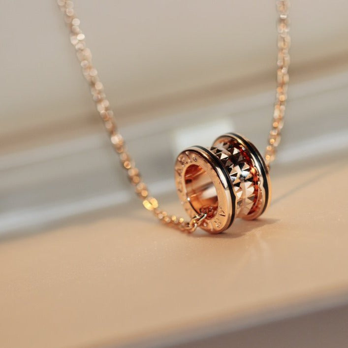 [Raffine]ZERO 1 ROCK PEDANT PINK GOLD BLACK NECKLACE