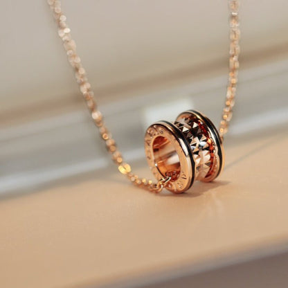 [Raffine]ZERO 1 ROCK PEDANT PINK GOLD BLACK NECKLACE