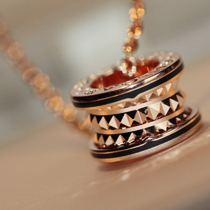 [Raffine]ZERO 1 ROCK PEDANT PINK GOLD BLACK NECKLACE
