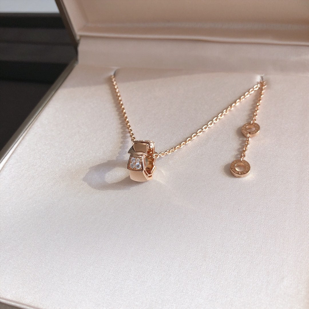 [Raffine]SERPENTI PEDANT DIAMOND PINK GOLD NECKLACE
