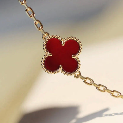 [Raffine] COLLAR DE CORNALINA CON 20 MOTIVOS DE TRÉBOL
