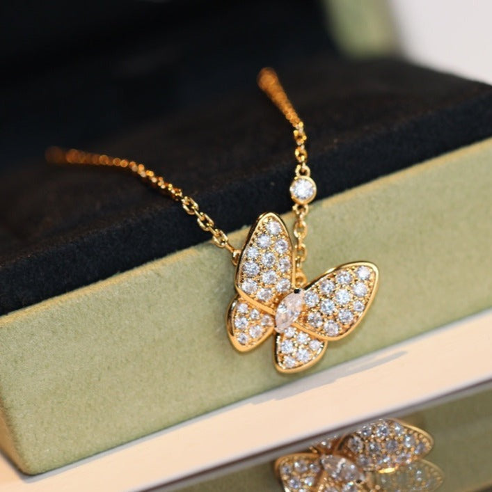 [Raffine] COLLAR DE MARIPOSA Y DIAMANTES