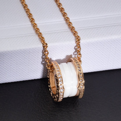 [Raffine]ZERO 1 WHITE CERAMIC PINK GOLD DIAMOND NECKLACE