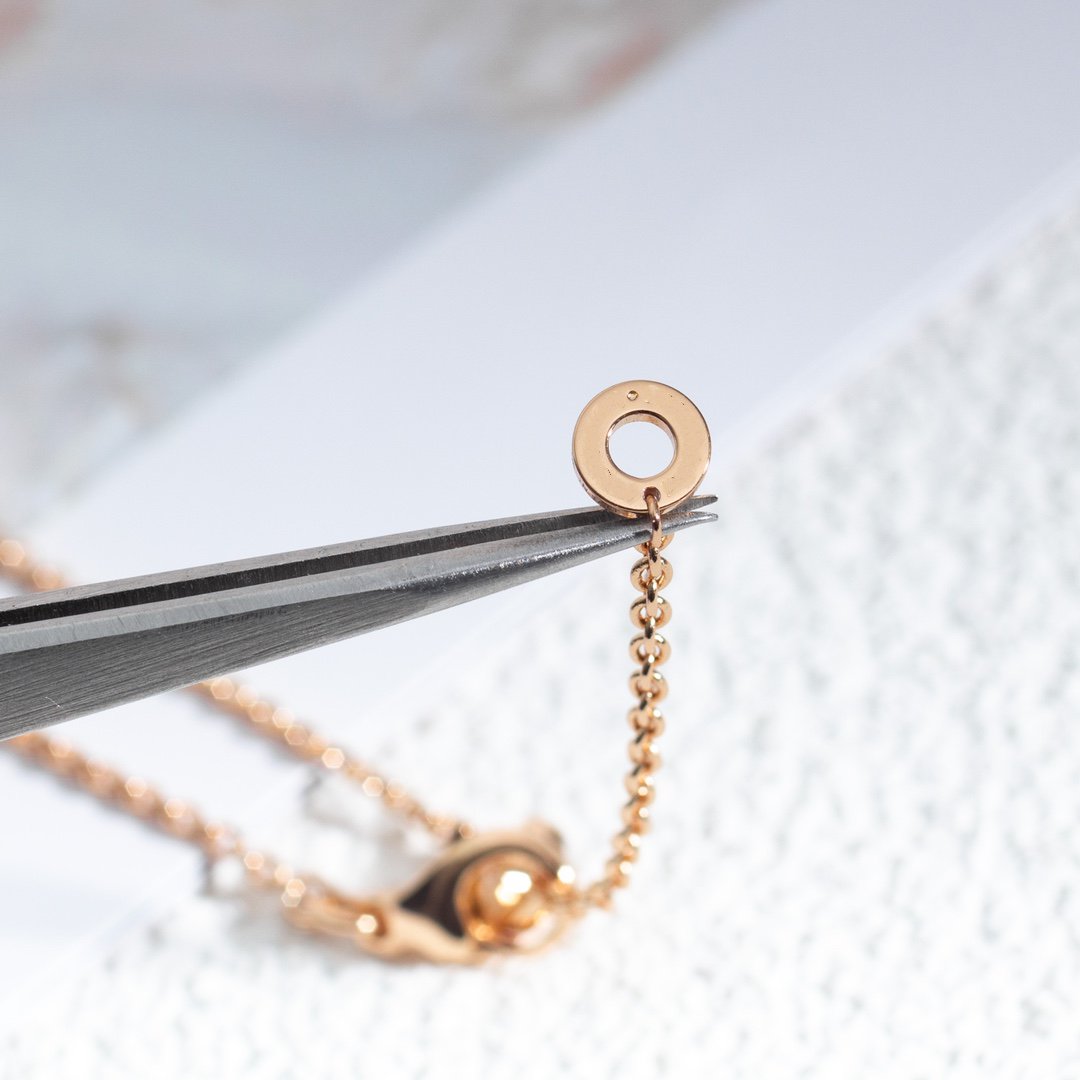 [Raffine]ZERO 1 WHITE CERAMIC PINK GOLD DIAMOND NECKLACE