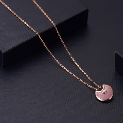 [Raffine] COLLAR AMULETTE DE ORO ROSA CON TRAPEADOR ROSA