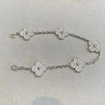 [Raffine]CLOVER 5 MOTIFS  DIAMOND BRACELET SILVER
