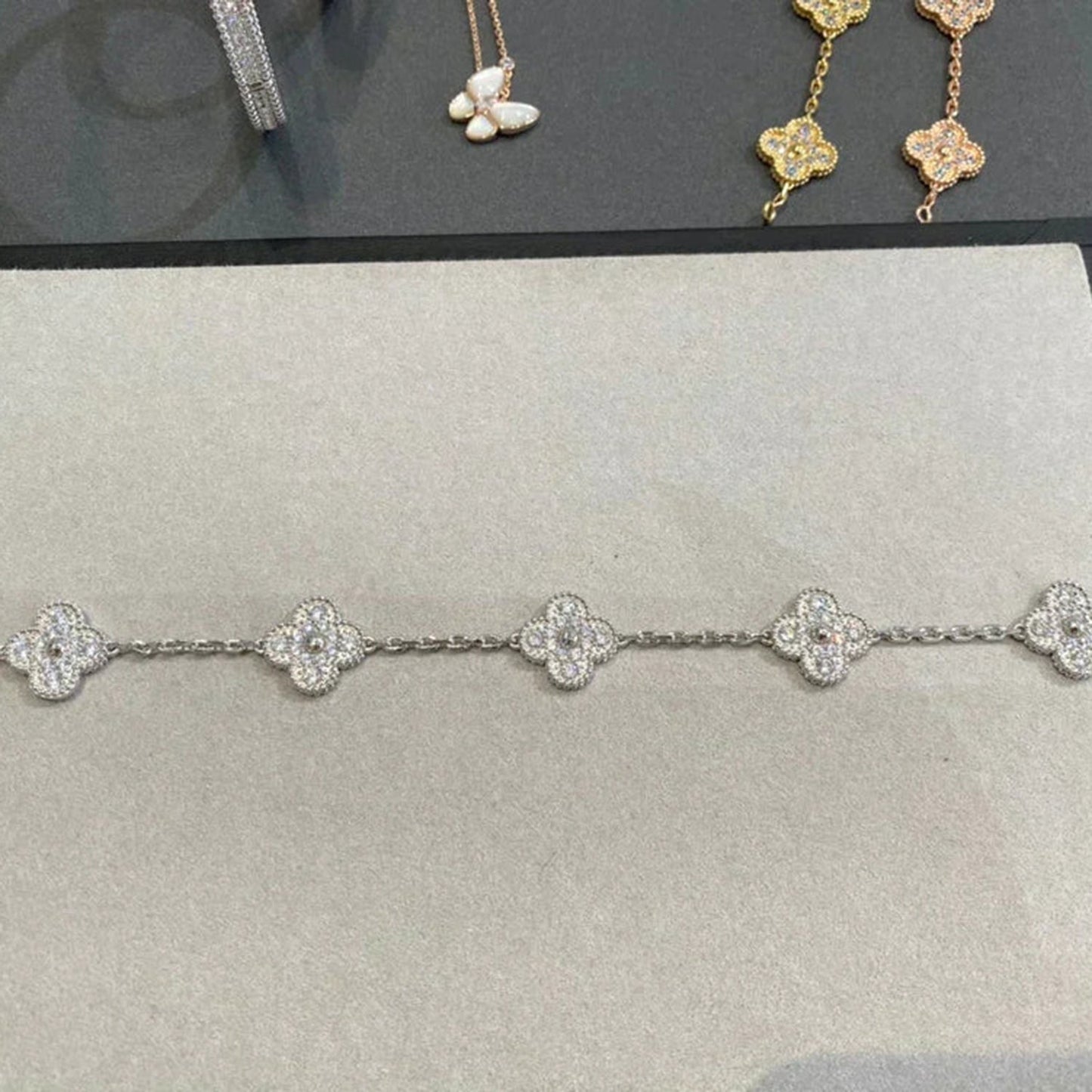 [Raffine]CLOVER 5 MOTIFS  DIAMOND BRACELET SILVER