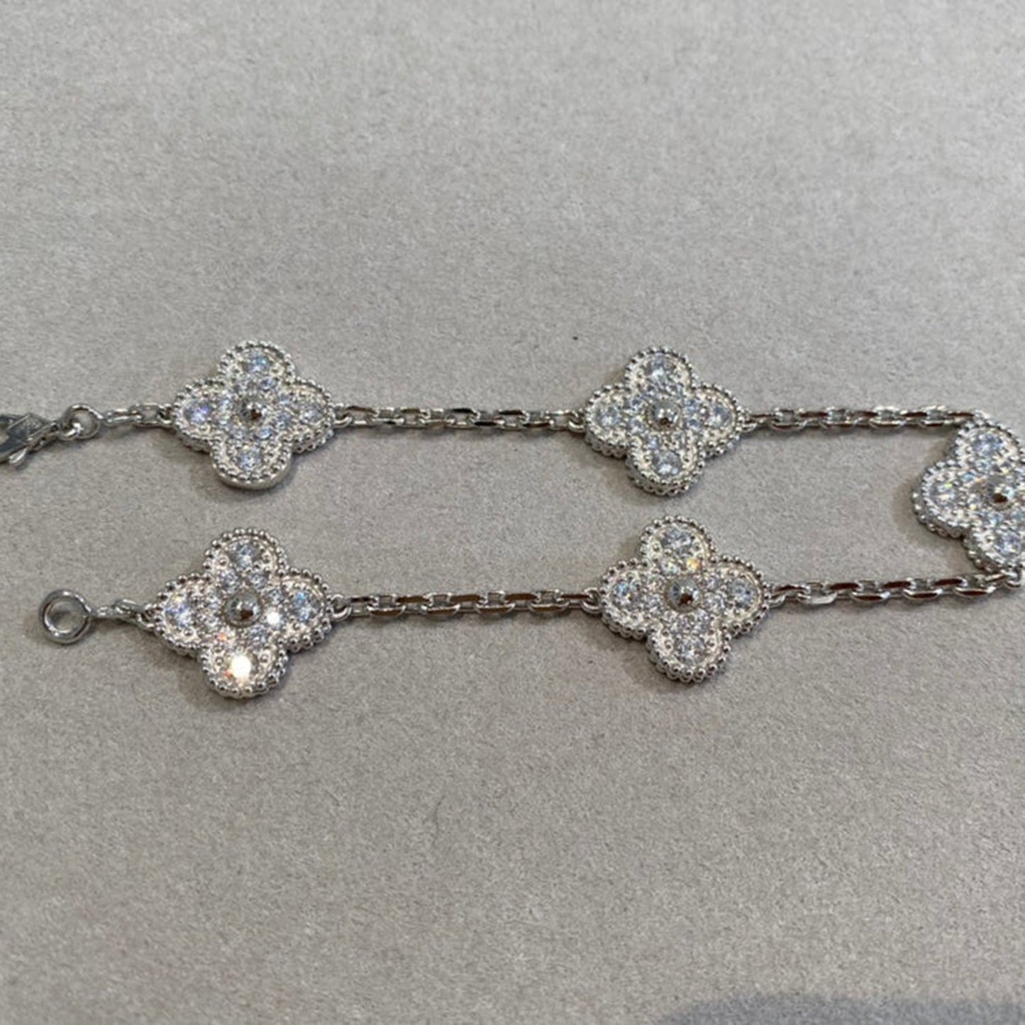 [Raffine]CLOVER 5 MOTIFS  DIAMOND BRACELET SILVER