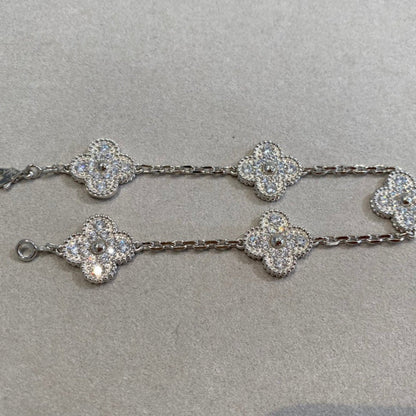 [Raffine]CLOVER 5 MOTIFS  DIAMOND BRACELET SILVER