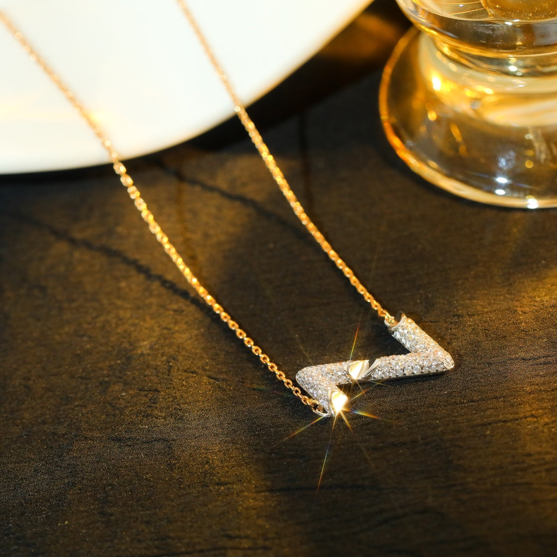 [Raffine]VOLT SILVER DIAMOND PEDANT NECKLACE