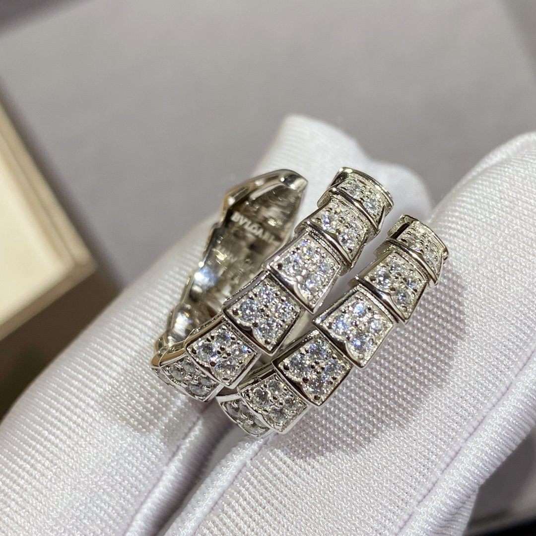 [Raffine]ANILLO DOBLE SERPENTI PLATA CON PAVÉ DE DIAMANTES