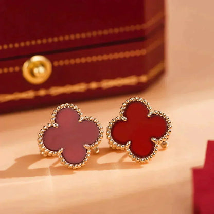 [Raffine]CLOVER MEDIUM 1 MOTIFS CARNELIAN  EARRINGS