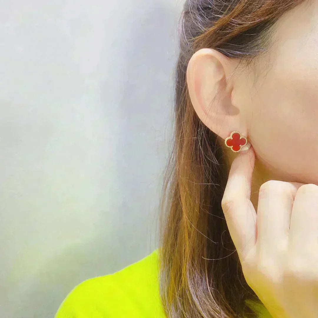 [Raffine]CLOVER MEDIUM 1 MOTIFS CARNELIAN  EARRINGS