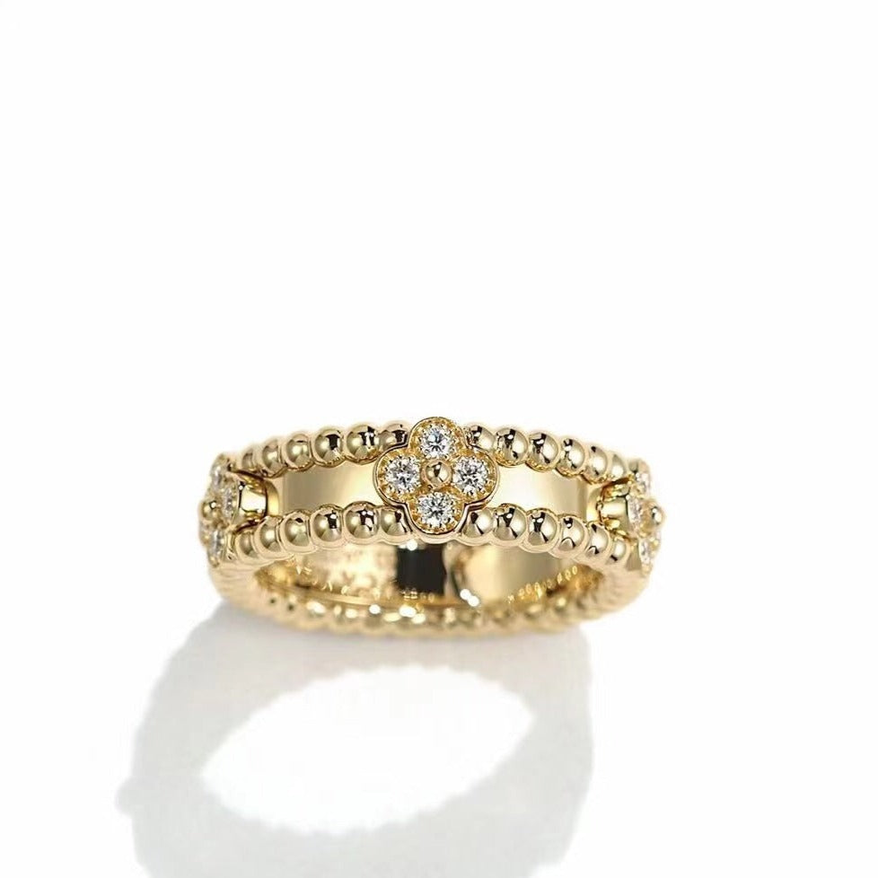 [Raffine] ANILLO DE ORO CON DIAMANTES Y PERLEE