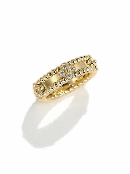 [Raffine] ANILLO DE ORO CON DIAMANTES Y PERLEE