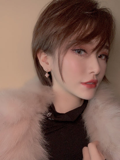[Raffine]DOUBLE STAR PINK GOLD MOP DROP EARRINGS