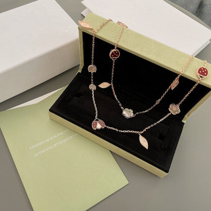 [Raffine] COLLAR DE ORO ROSA CON 15 MOTIVOS DE LUCKY SPRING