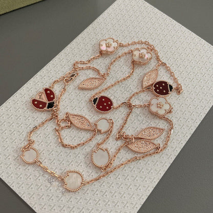[Raffine] COLLAR DE ORO ROSA CON 15 MOTIVOS DE LUCKY SPRING