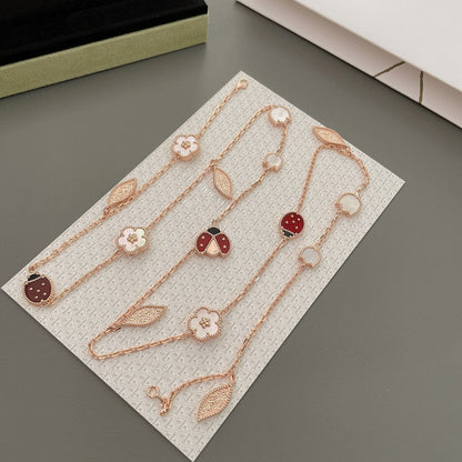 [Raffine] COLLAR DE ORO ROSA CON 15 MOTIVOS DE LUCKY SPRING