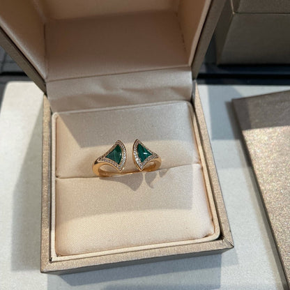 [Raffine]Anillo abierto Dream Malaquita Diamante