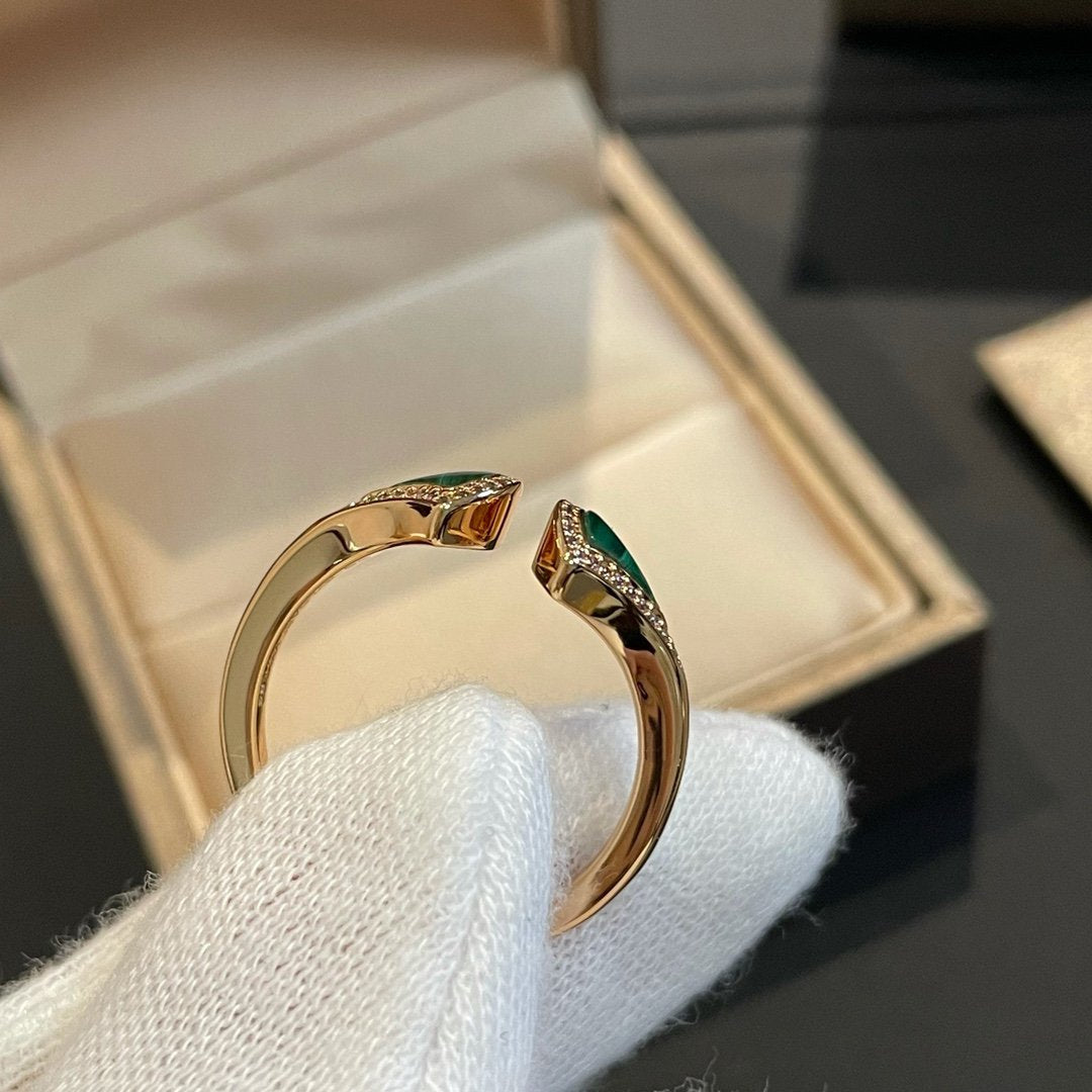 [Raffine]Anillo abierto Dream Malaquita Diamante