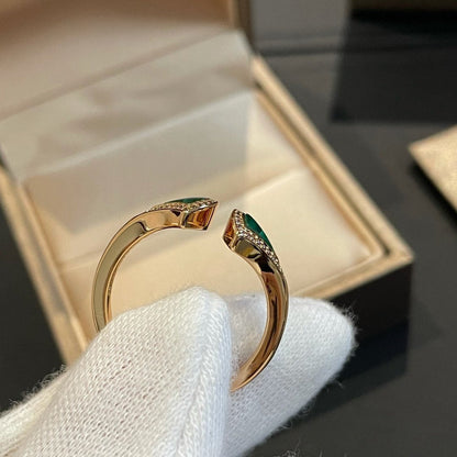 [Raffine]Anillo abierto Dream Malaquita Diamante
