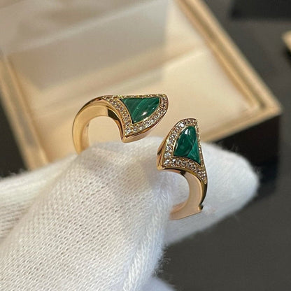 [Raffine]Anillo abierto Dream Malaquita Diamante