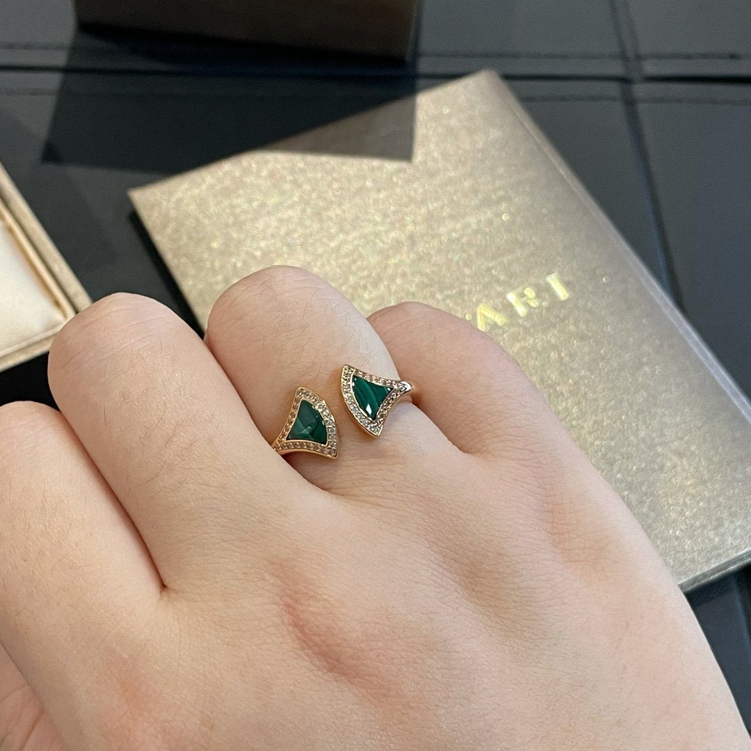 [Raffine]Anillo abierto Dream Malaquita Diamante