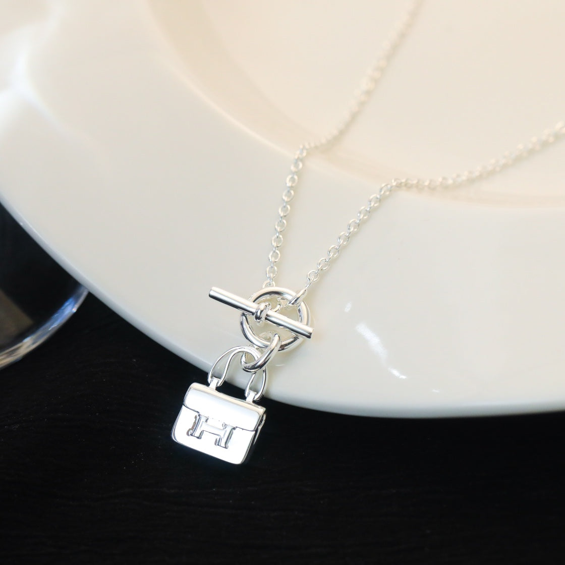 [Raffine]POP H PEDANT SILVER NECKLACE