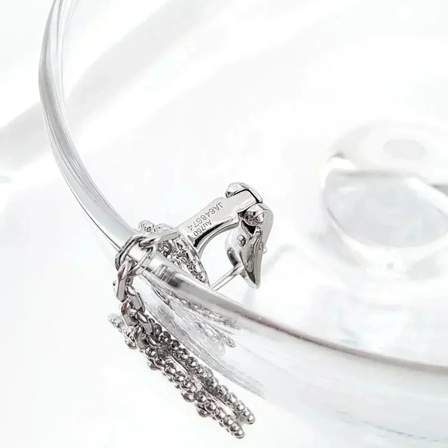 [Raffine]CLOVER 2 MOTIFS  DIAMOND ONYX EARRINGS SILVER