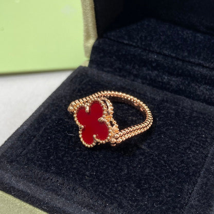 [Raffine]Anillo de oro rosa Clover Riversible